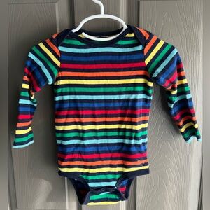 Primary Rainbow Stripe Long Sleeve Onesie
